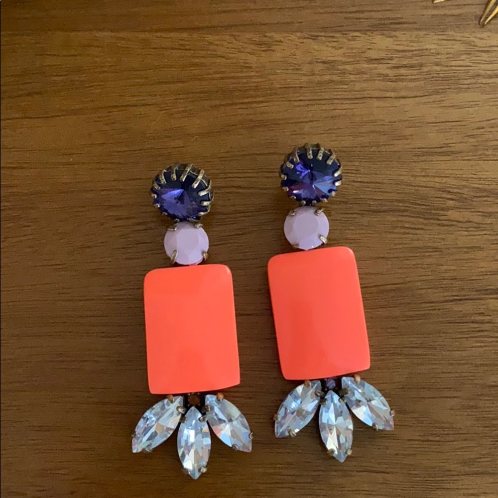 J crew purple and coral earrings.